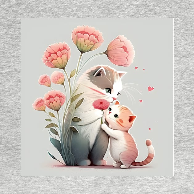 Sweet Cat Mom and Kitten by Anicue